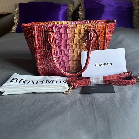Brahmin Small Ashlee Glam Ombré (orange/pink) Leather - Picture 4 of 9